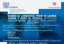 Il concorso per tesi di laurea organizzato da ANPAM e Fiera di Vicenza mette in palio 2.000 euro concorso-per-tesi-di-laurea-anpam-fiera-di-vicenza