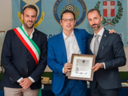 Senatore della Lega premiato dal Tsn di Treviso Mario Conte e Marco Bruniera assieme al senatore della Lega Massimo Candura premiato dal Tsn di Treviso.