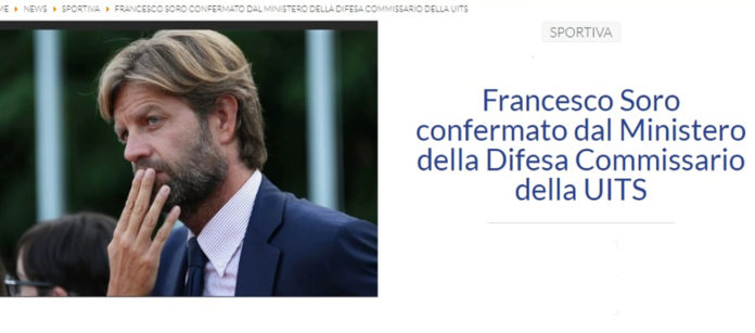 Francesco Soro commissario dell'Uits Francesco Soro commissario dell'Uits