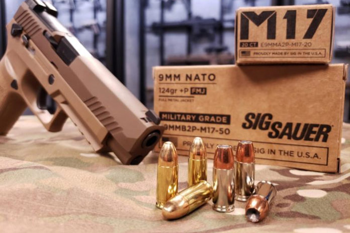 Munizioni per pistola Sig Sauer M17 9 mm +p Munizioni per pistola Sig Sauer M17 9 mm +p