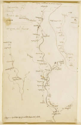 mappa del fiume mella disegnata da leonardo da vinci