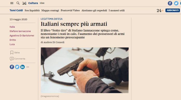 Nervosismo del settore dopo l’articolo del Sole 24 Ore sui possessori di armi in Italia Articolo del Sole 24 Ore sui possessori di armi in Italia
