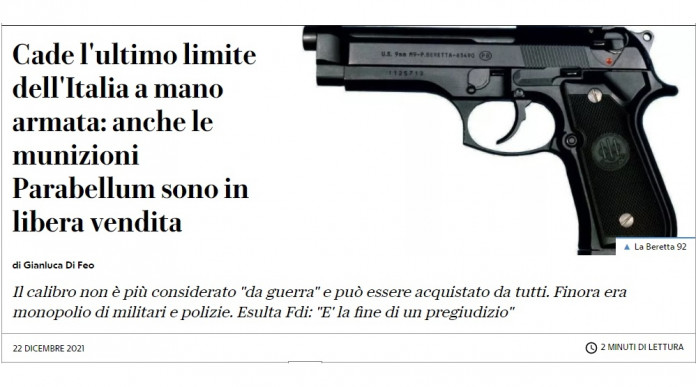 Calibro 9x19 in Italia, le critiche di Repubblica Calibro 9x19 in Italia, le critiche di Repubblica