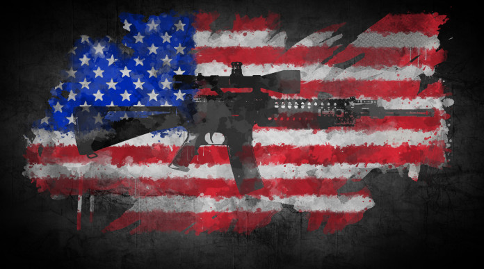 Mercato delle armi in America la situazione a metà marzo Mercato delle armi in America: bandiera americana con M16