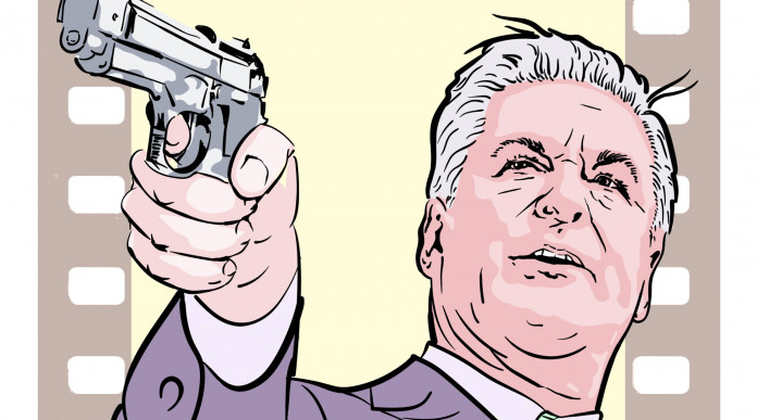 Incidente mortale sul set, multa ai produttori di Rust Incidente mortale sul set: disegno di Alec Baldwin che impugna pistola, pellicola sui lati