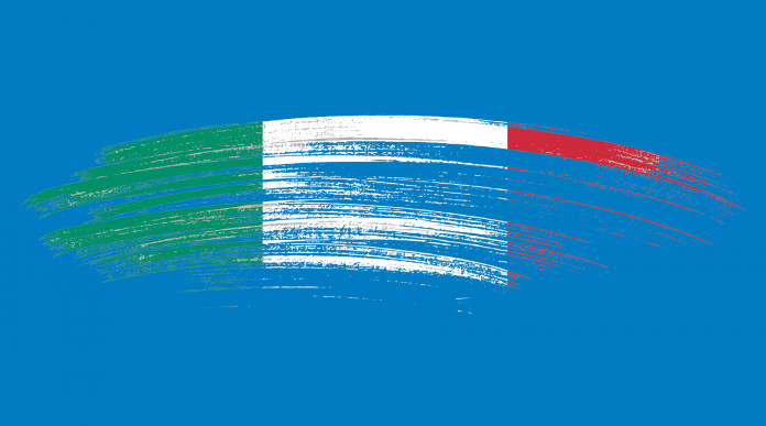 Mondiale di tiro a volo, bis per l’Italia Mondiale di tiro a volo: graffito bandiera italiana su fondo azzurro