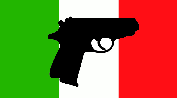 Sostenibilità ambientale del settore armiero lo studio Anpam Sostenibilità ambientale del settore armiero italiano: pistola stilizzata su bandiera tricolore