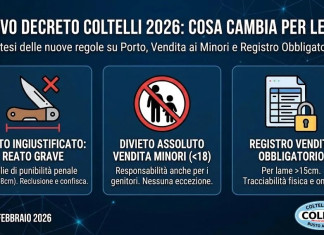Decreto sicurezza 2026 e coltelli: l’opinione della Coltelleria Collini Decreto sicurezza 2026 e coltelli l’opinione della Coltelleria Collini