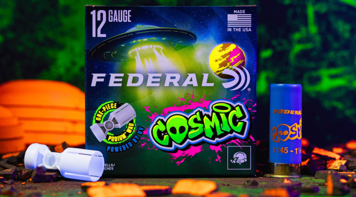 Federal premium lancia le Cosmic, munizioni con borra fluorescente Federal premium lancia le Cosmic, munizioni con borra fluorescente